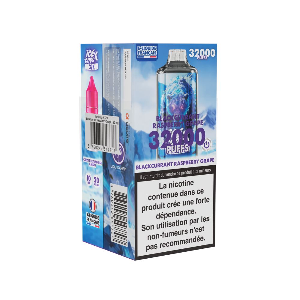 Puff Ice cool X 32K - Blackcurrant Raspberry Grape - 20mg/mL